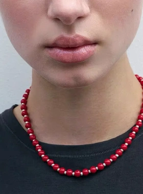 新款MOND*家韩版红色项链 新中式简约百搭小众设计感精致手链锁骨