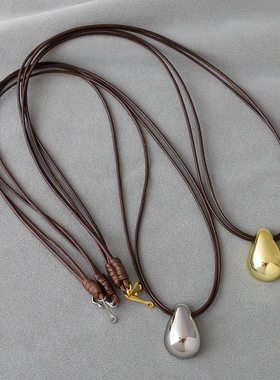 大水滴项链吊坠 光泽感好简约豆豆高级感男女通用气质长款毛衣链