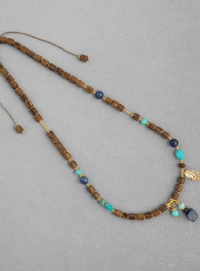 细碎SAN家苍谷串珠项链 秋冬款新中式小众高级感青金石树叶锁骨链