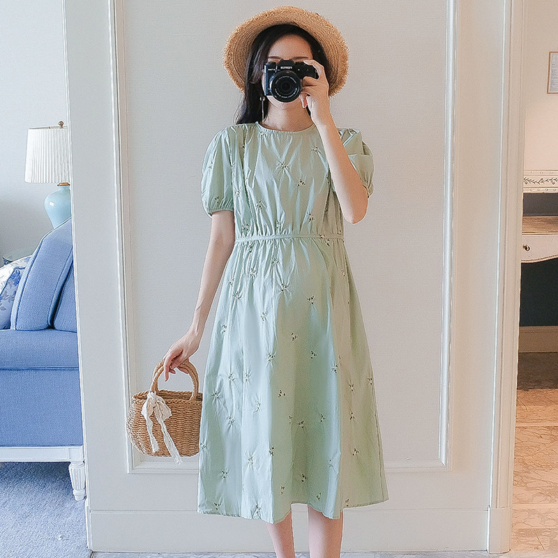 2024 MATERNITY SPRING AND SUMMER WEAR KOREAN VERSION NEW SHORT SLEEVE LONG SLEEVE SHIRT SKIRT MIDI DRESS EMBROIDERED SHIRT