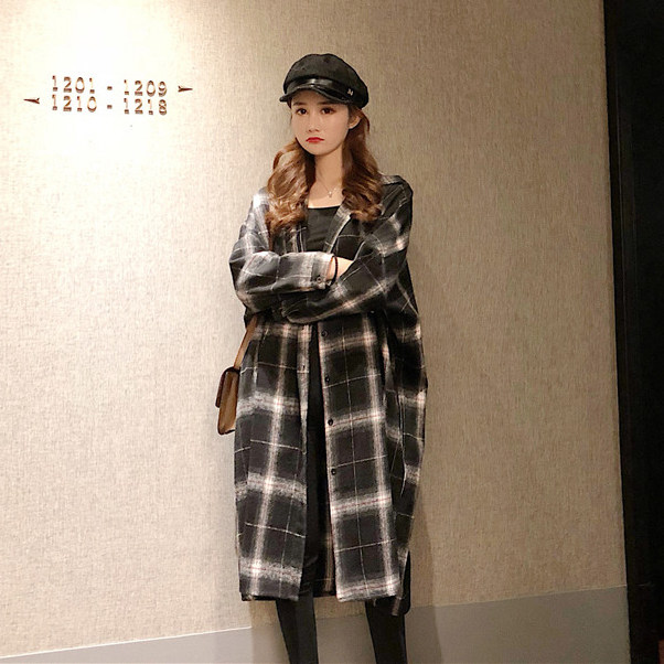 2024 MATERNITY SPRING AND AUTUMN WEAR PILE THICKENED MID LENGTH PLAID SHIRT WOMENS LONG SLEEVE NEW LOOSE SHIRT JACKET
