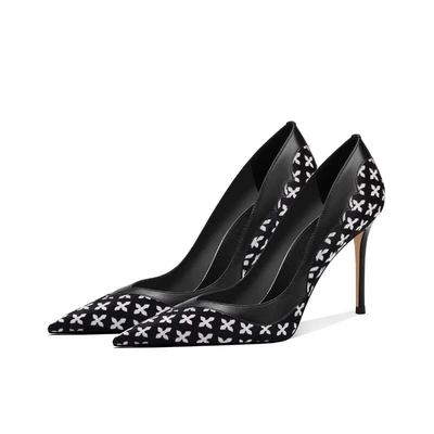 32-45码黑色性感百搭高跟鞋女新款时尚单鞋气质细跟真皮浅口女鞋