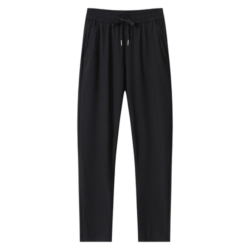 黑色抽绳宽松直筒男士运动裤