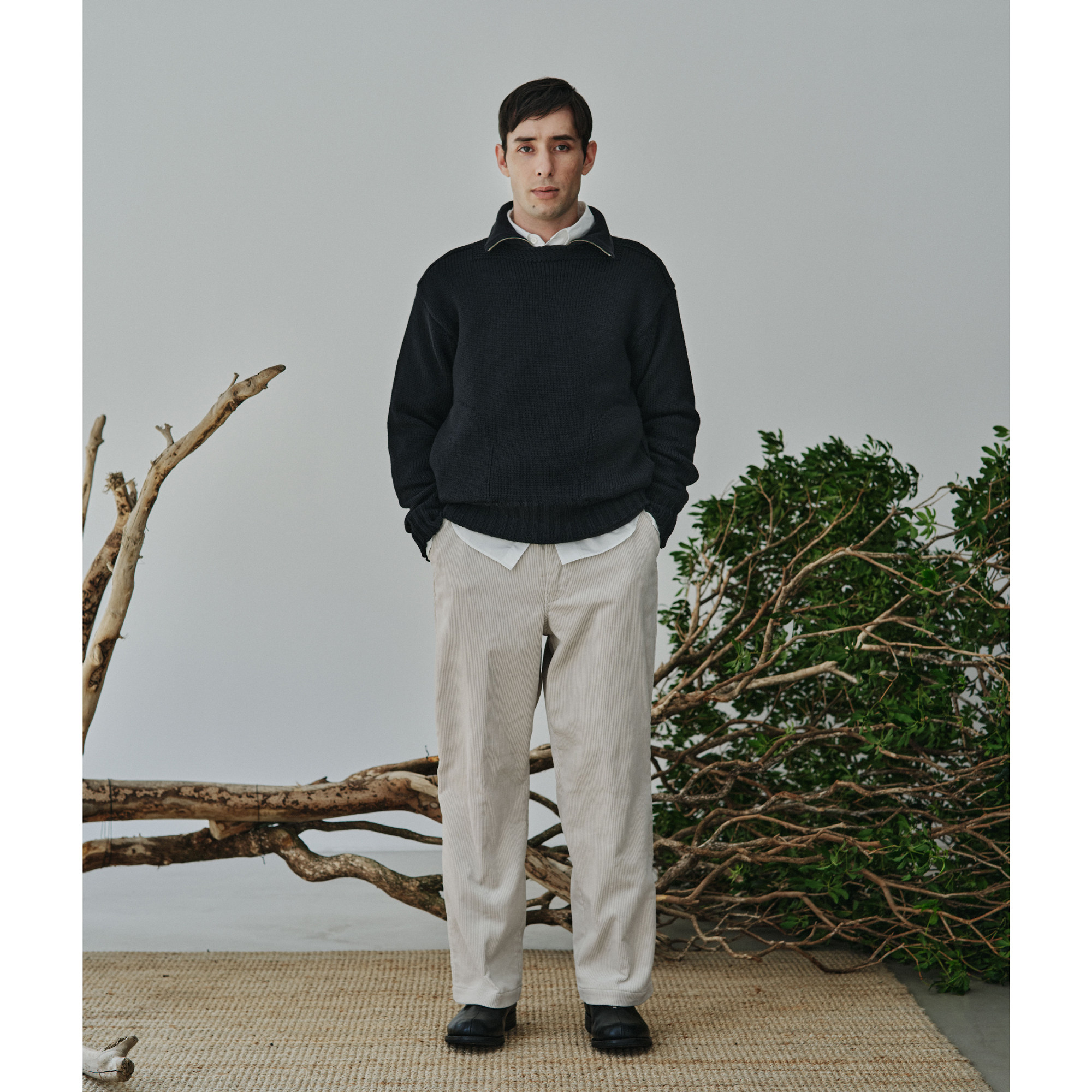 PHIGVEL MAKERS 男装指南单位 美利奴羊毛 高级感元宝领套头毛衣