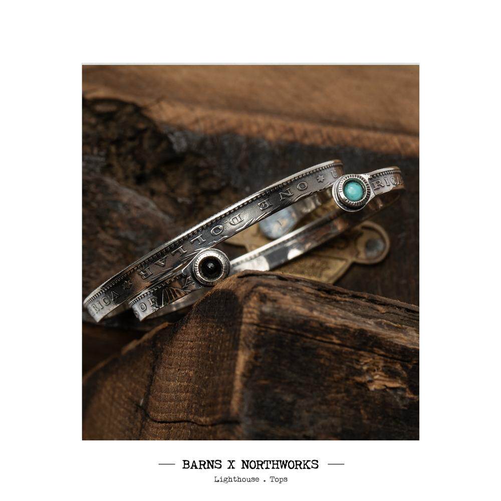 BRANS × NORTH WORKS 古董摩根银币改制 双宝石男女手镯 7860