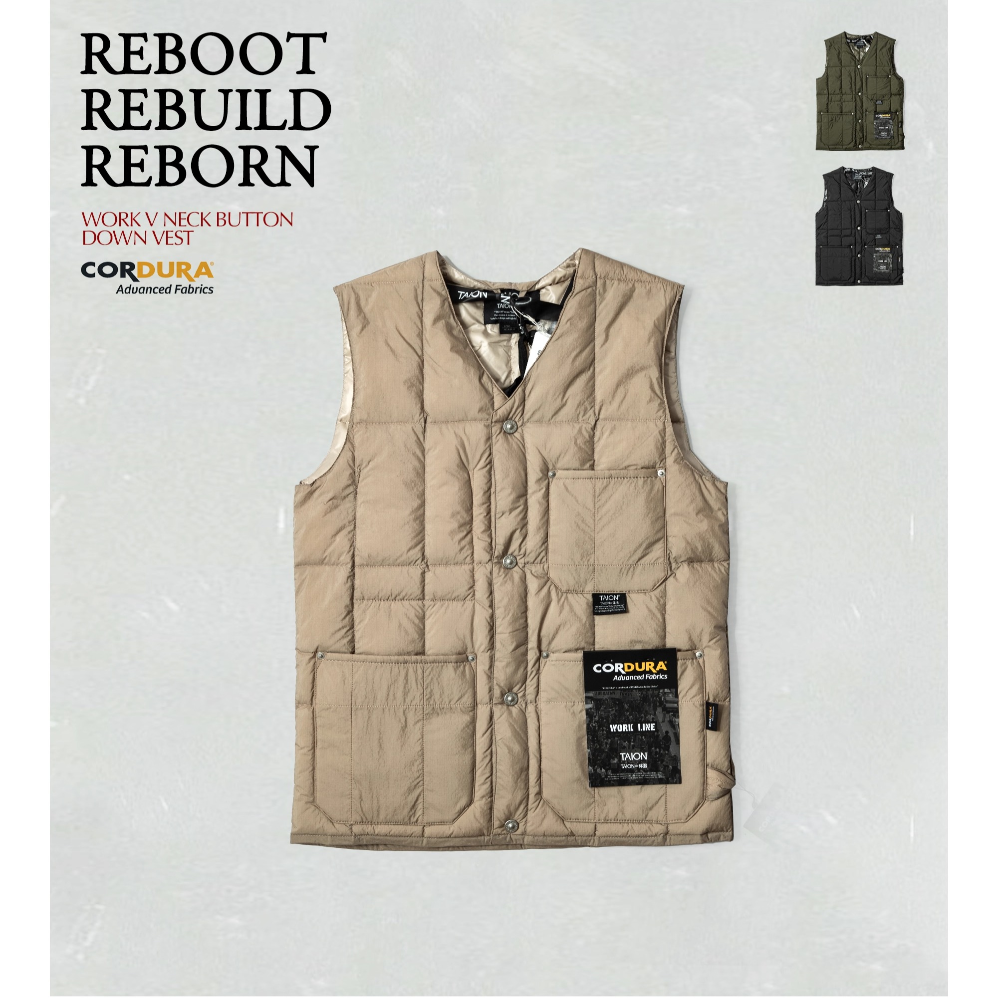 TAION日系轻暖CORDURA工装羽绒背心 解锁冬日层次感 男女马甲
