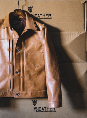 定番作  Y2 LEATHER 天然柿染限定 经典马皮夹克  KB-140-T