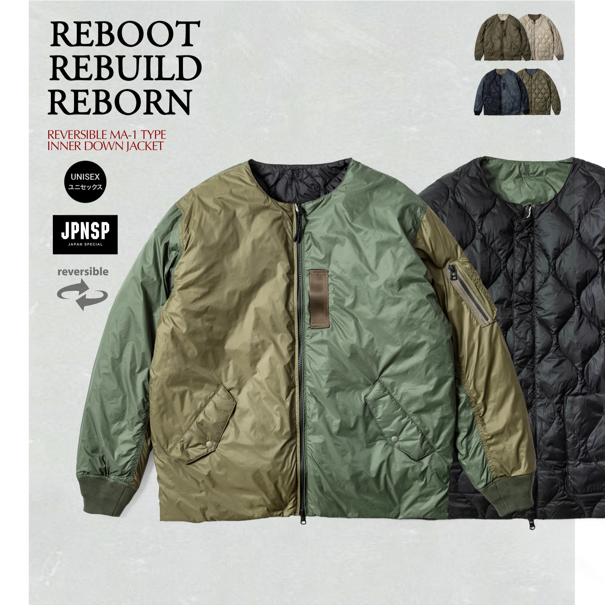 TAION MA-1双面穿羽绒服 800FP轻量内搭 男女军风羽绒夹克