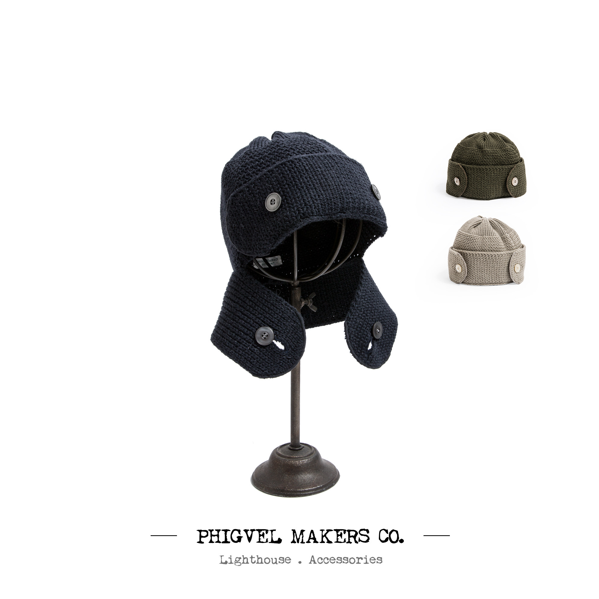 PHIGVELMAKERS毛线帽美利奴纽扣