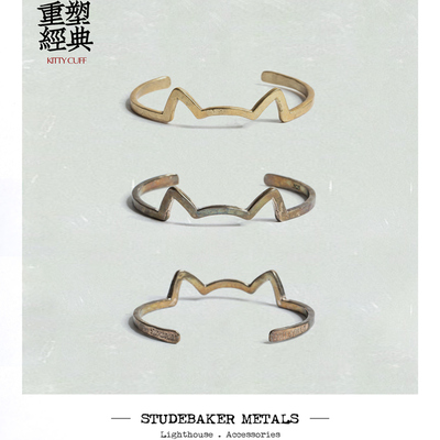 STUDEBAKER METALS 萌猫手镯ins风少女礼物小众旧化设计猫耳手镯