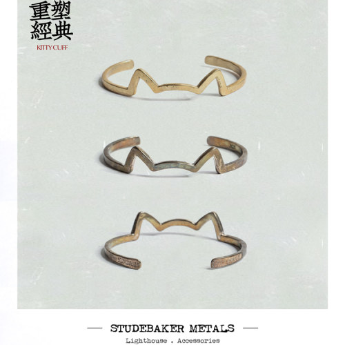 STUDEBAKER METALS 萌猫手镯ins风少女礼物小众旧化设计猫耳手镯