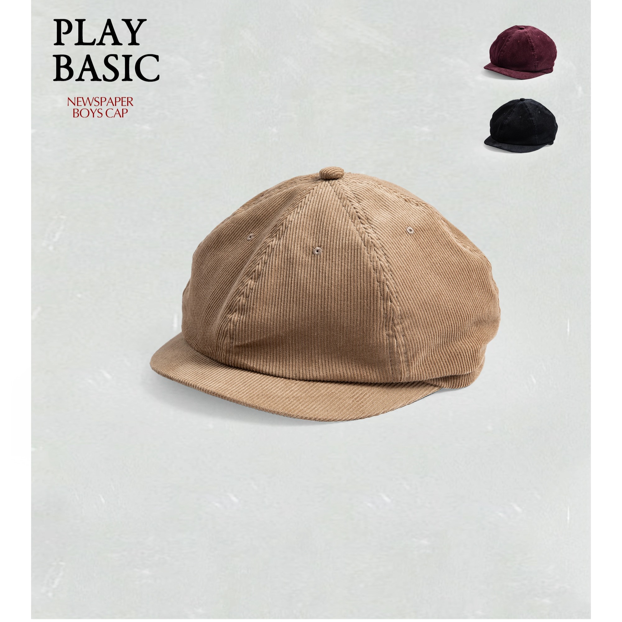 H.W.DOG日本制报童帽 14 条灯芯绒 100% 纯棉 复古保暖男女帽子