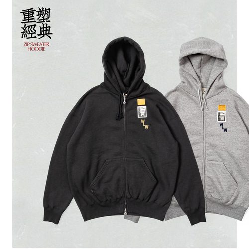REMOCREVO Zip Sweater Hoodie双头拉链户外运动休闲带帽卫衣