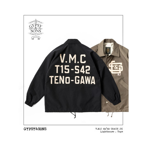 定番 GypsySons 机车主题V.M.C 60/40教练夹克 毛毡刺绣 宽松短裁