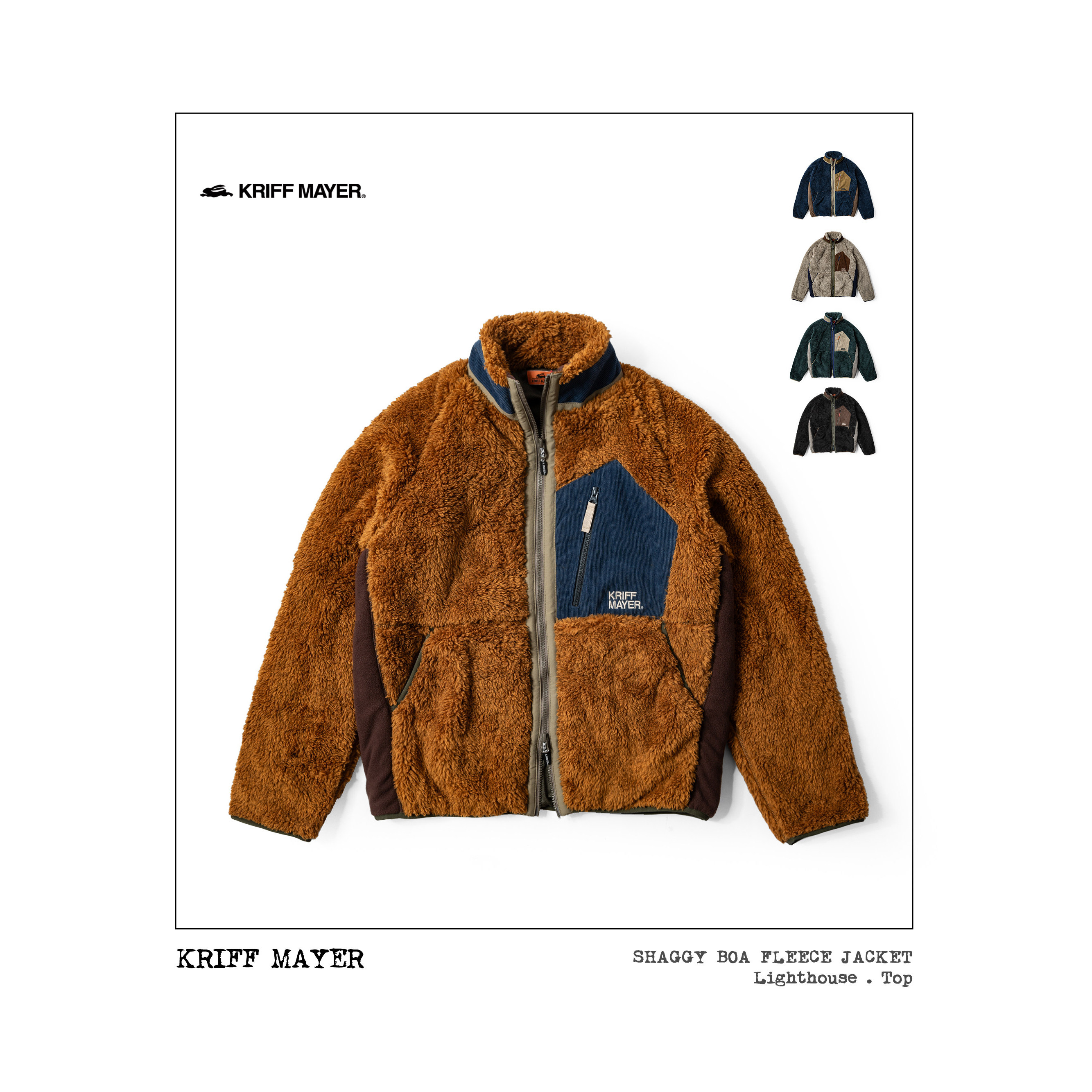 KRIFF MAYER秋冬回归款Shaggy Boa蓬松抓绒外套 撞色缝线男女同款