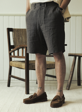 VALLEE 全亚麻/棉麻混纺法式宽松休闲短裤长期主义舒适百搭 VE074