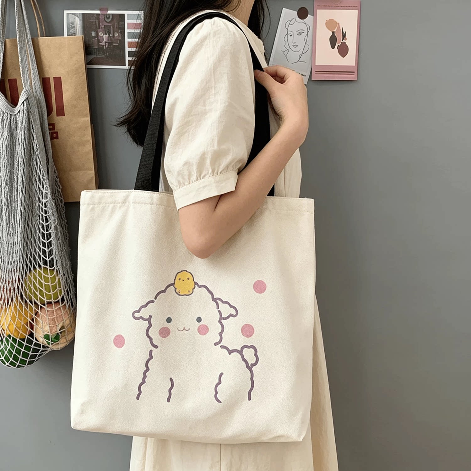 女款大容量通勤手提帆布托特包