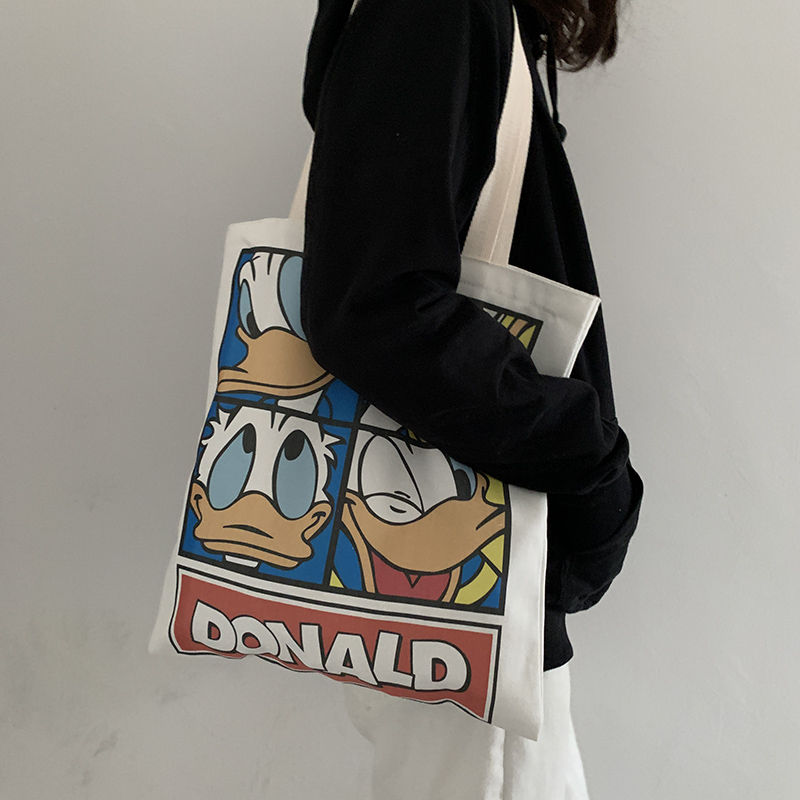 卡通帆布包女单肩韩版带拉链原宿