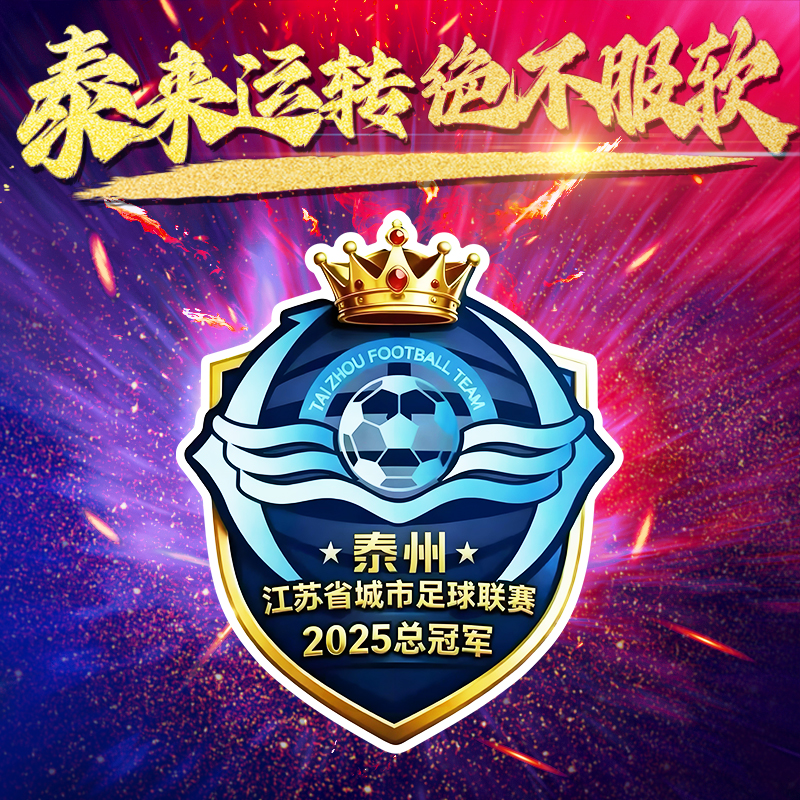 2025江苏省城市足球联赛足球泰州总冠军磁贴车贴汽车防水防晒贴纸