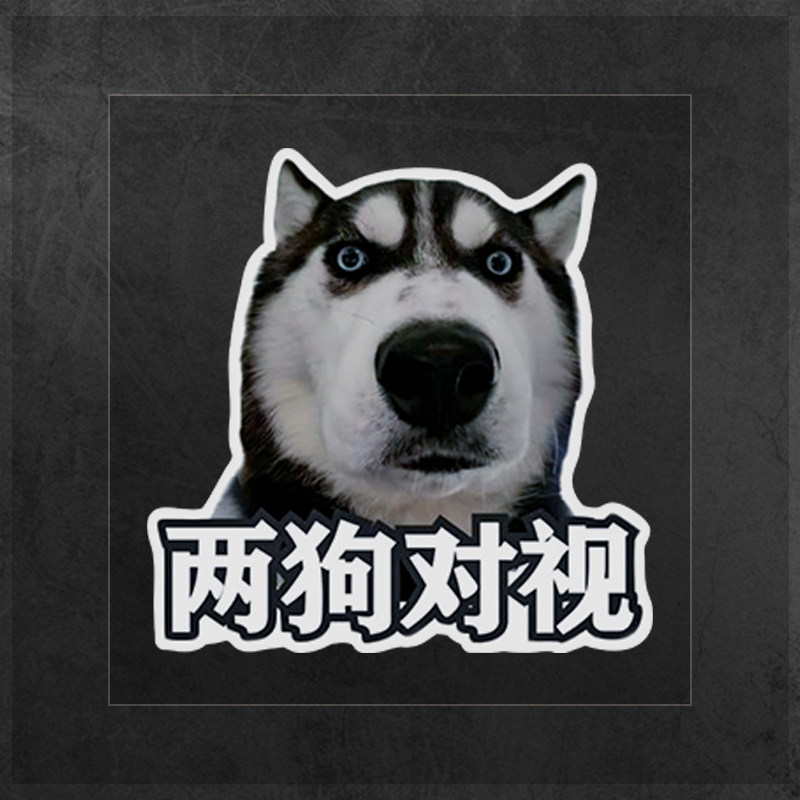 两狗对视表情包装饰贴纸