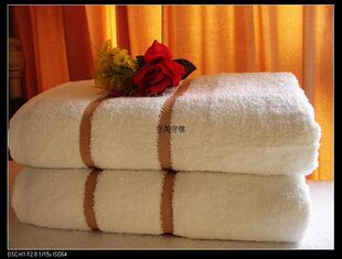 二等品情侣纯棉浴巾2条/32支纱/澳门威尼斯人酒店 掉绒少 吸水