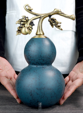 黄铜葫芦铜摆件工艺品藤枝创意葫芦开口开盖空心装饰客厅开业送礼