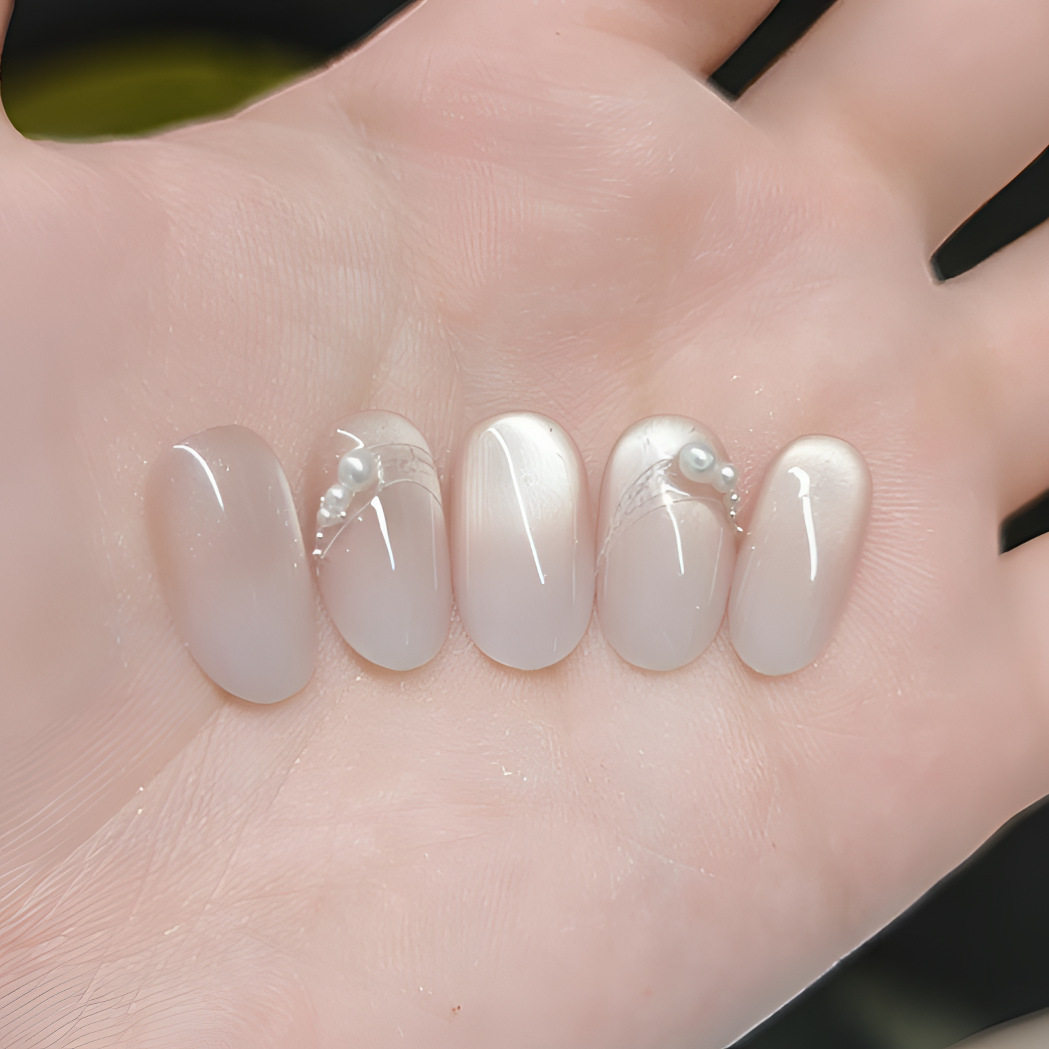 纯手工穿戴甲高质量丝绸猫眼玻璃珠珍珠高级感纯欲风简单显白美甲,彩妆/香水/美妆工具,穿戴甲/甲片,淘宝优惠券,粉丝福利购,淘宝优惠卷