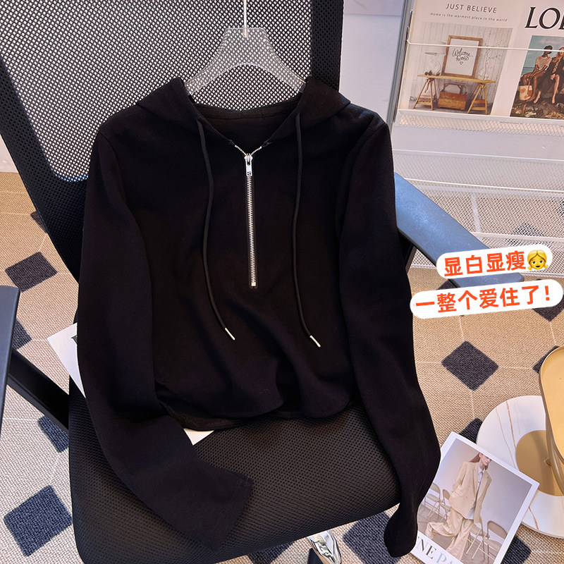 CLEARANCE PICKS UP THE BIG BRAND SPRING AND AUTUMN HOODED SWEATSHIRT WOMENS 2024 NEW DESIGN NICHE LONG-SLEEVED UNDERSHIRT TOP