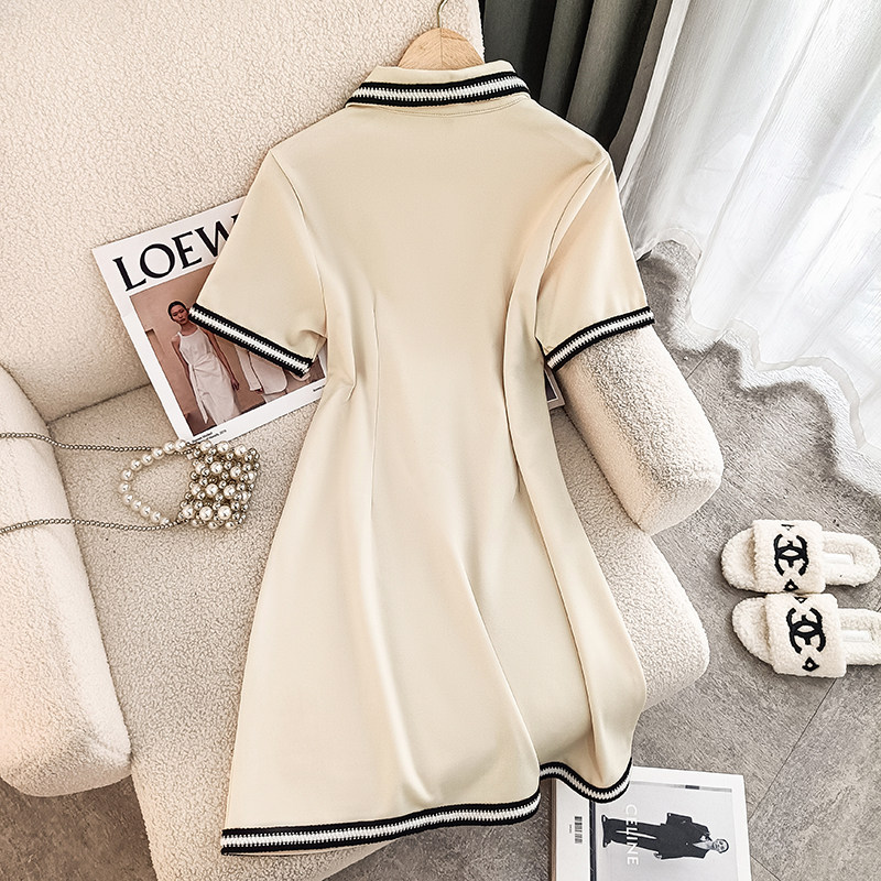 CLEARANCE PICKS UP THE LEAKAGE OF BIG-NAME TEA BREAKS FRENCH POLO NECK DRESSES WOMENS SUMMER SENSE OF LUXURY WAIST CINCHING THIN A-LINE SHORT SKIRTS