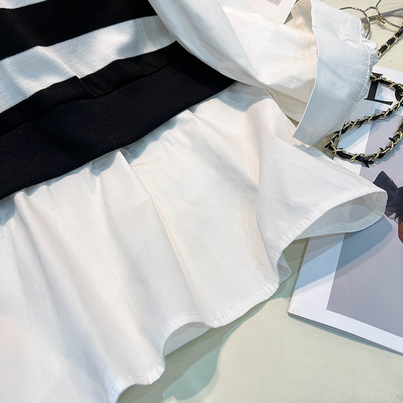 CLEARANCE PICKS UP BIG-NAME FRENCH LUXURY FAKE TWO POLO COLLAR SHIRTS WOMENS LONG-SLEEVED LOOSE AND THIN STRIPED TOPS