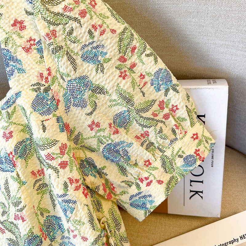 TEA BREAK FRENCH FLORAL CHIFFON DRESS WOMENS SUMMER 2023 NEW HIGH-END TEMPERAMENT BEAUTIFUL SQUARE NECK LONG SKIRT