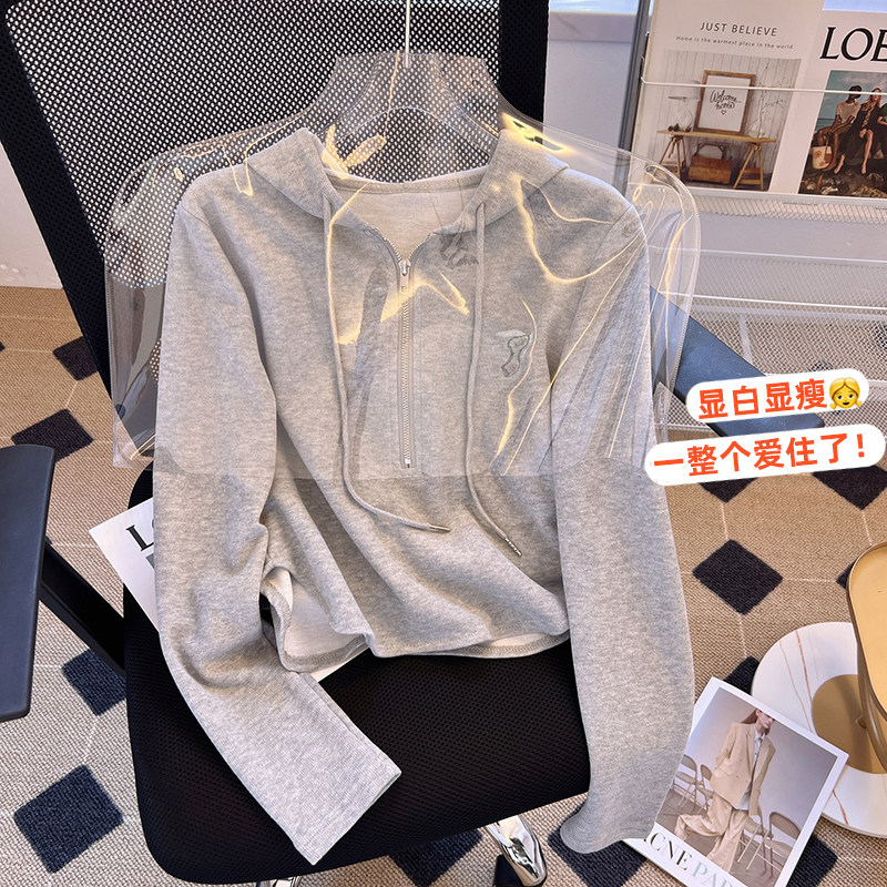 CLEARANCE PICKS UP THE BIG BRAND SPRING AND AUTUMN HOODED SWEATSHIRT WOMENS 2024 NEW DESIGN NICHE LONG-SLEEVED UNDERSHIRT TOP