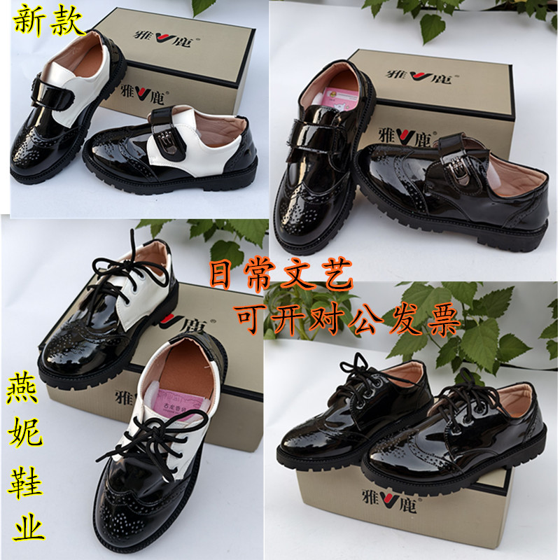 男童皮鞋黑色英伦风学生软底亮面男孩花童儿童新款校园西装演出鞋