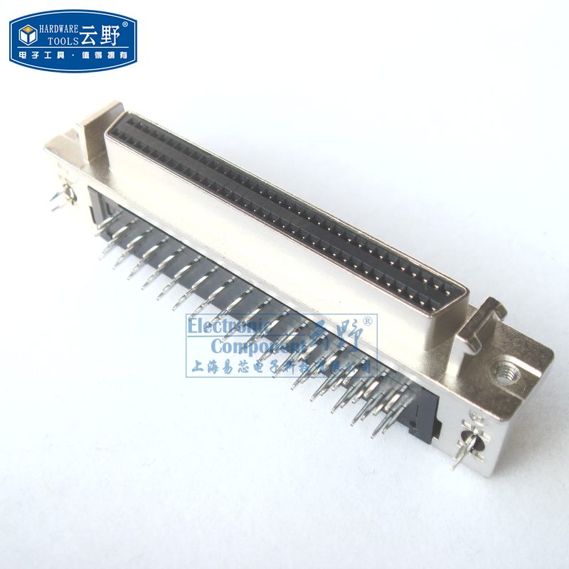 云野 SCSI串口座68芯 母头 68PIN 90度弯孔焊板 DB型连接器（一个