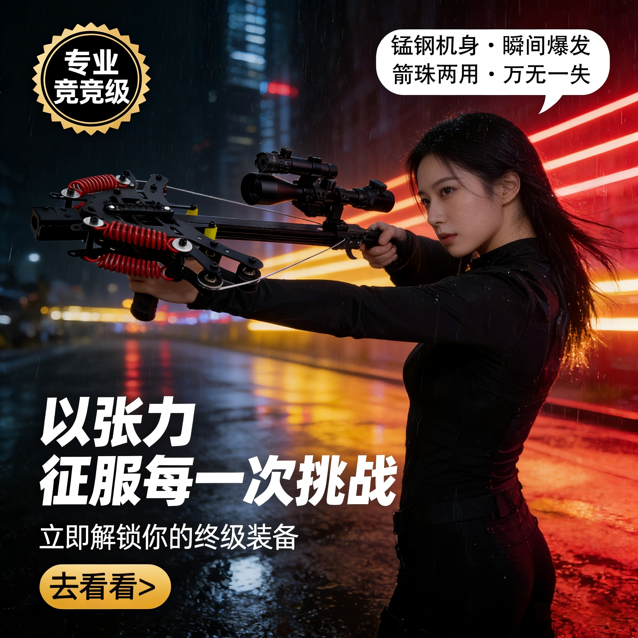 毒蛇复合弓2026新款加强版斑鸠王子枪式钢珠高精度金属弹弓两用弓