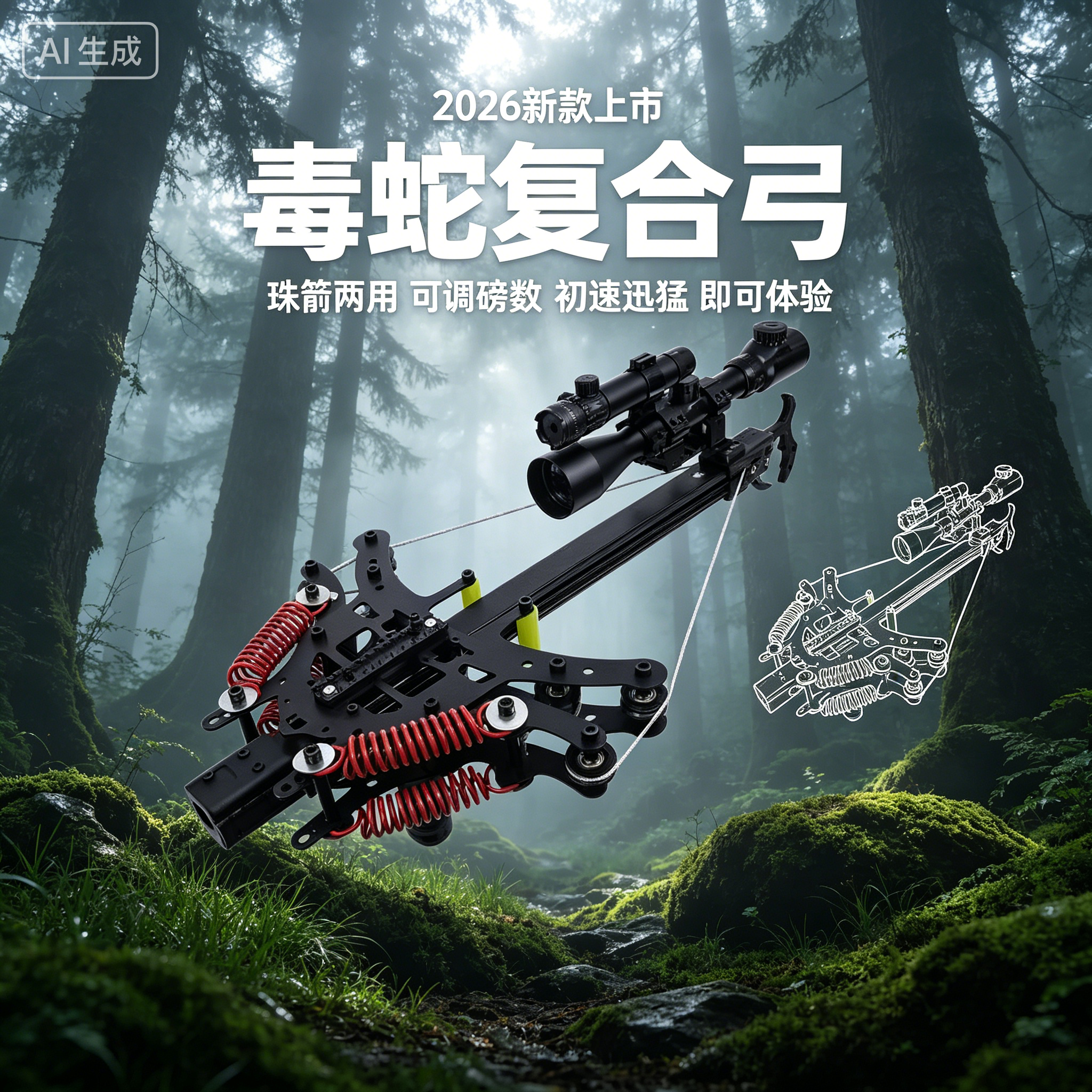 毒蛇复合弓弹弓大威力高精度