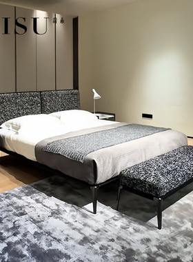 CISU意式极简悬浮帕克床设计师别墅卧室主卧高端棉麻布艺床双人床