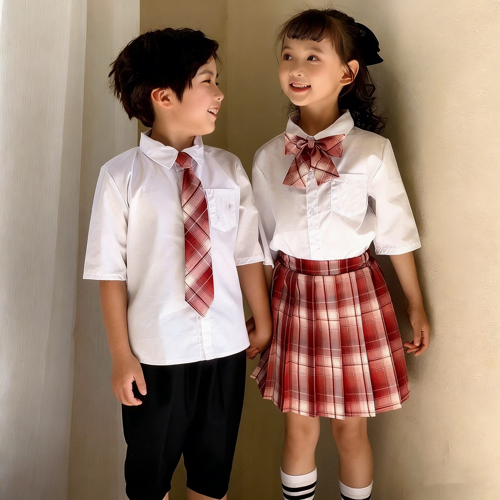 夏季儿童学院风校服女童JK制服百褶裙套装男童小学生幼儿园班服潮