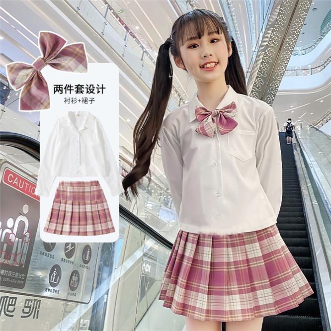 女童春秋装jk制服短裙套装儿童夏季学院风百褶裙中大童学生装校服
