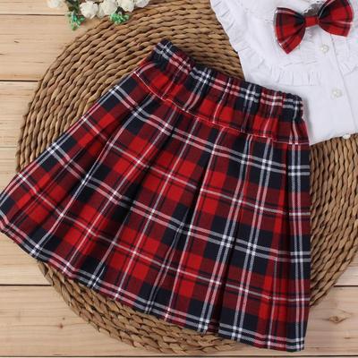 女童格子半身裙学生校服裙子短裙