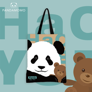 单肩包 皓月 装 可爱布包包 春季 大熊猫提袋 书轻便手提 Pandamomo