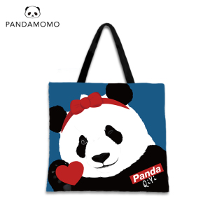 原创卡通可爱春季 环保学生单肩包 大熊猫提袋 Pandamomo 公主奇一