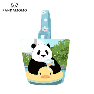 胖大海 休闲手提包手腕包小水桶鸭 原创大熊猫环保布包 Pandamomo