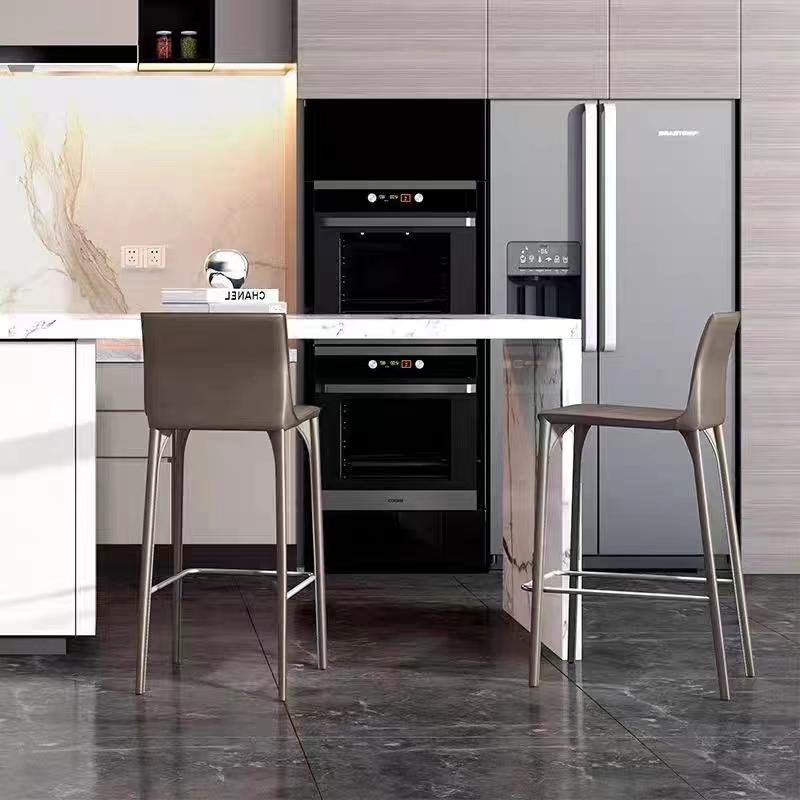 意式极简酒店餐厅实木高脚吧椅