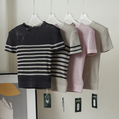 镂空短袖针织衫透气亲肤短款气质