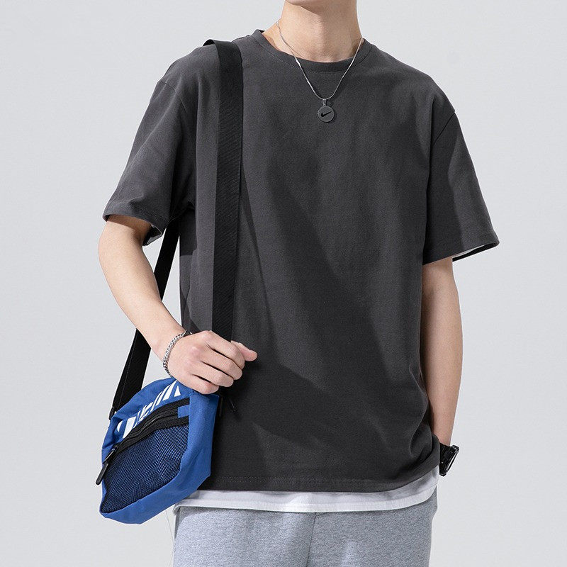 纯黑纯棉纯色情侣短袖打底衫T恤白色男女嘻哈体恤半袖衣服上衣潮