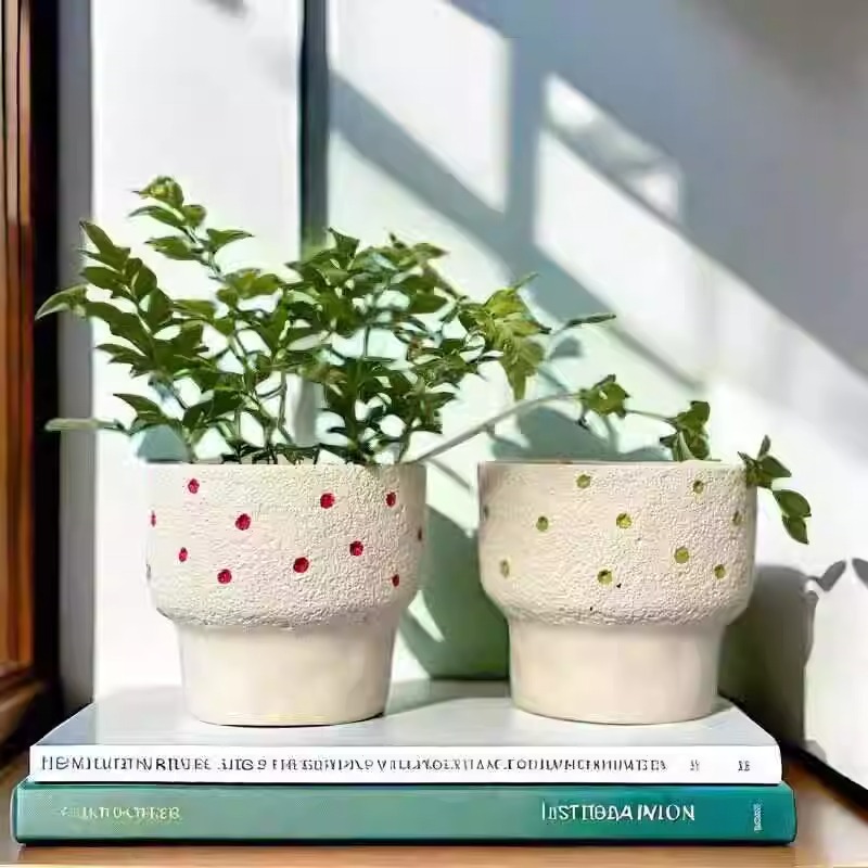 月球纹理点点控型水泥花盆