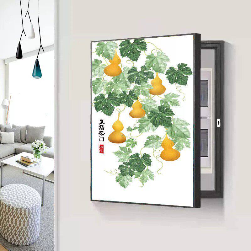 现代竖款电表箱配电箱挂画新款打孔餐厅免客厅装饰画2026遮挡简约