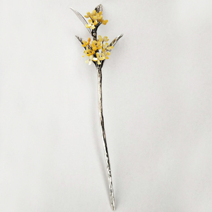 入梦拈香s925纯银桂花发簪子复古典装汉服戏曲盘发头饰钗礼品女