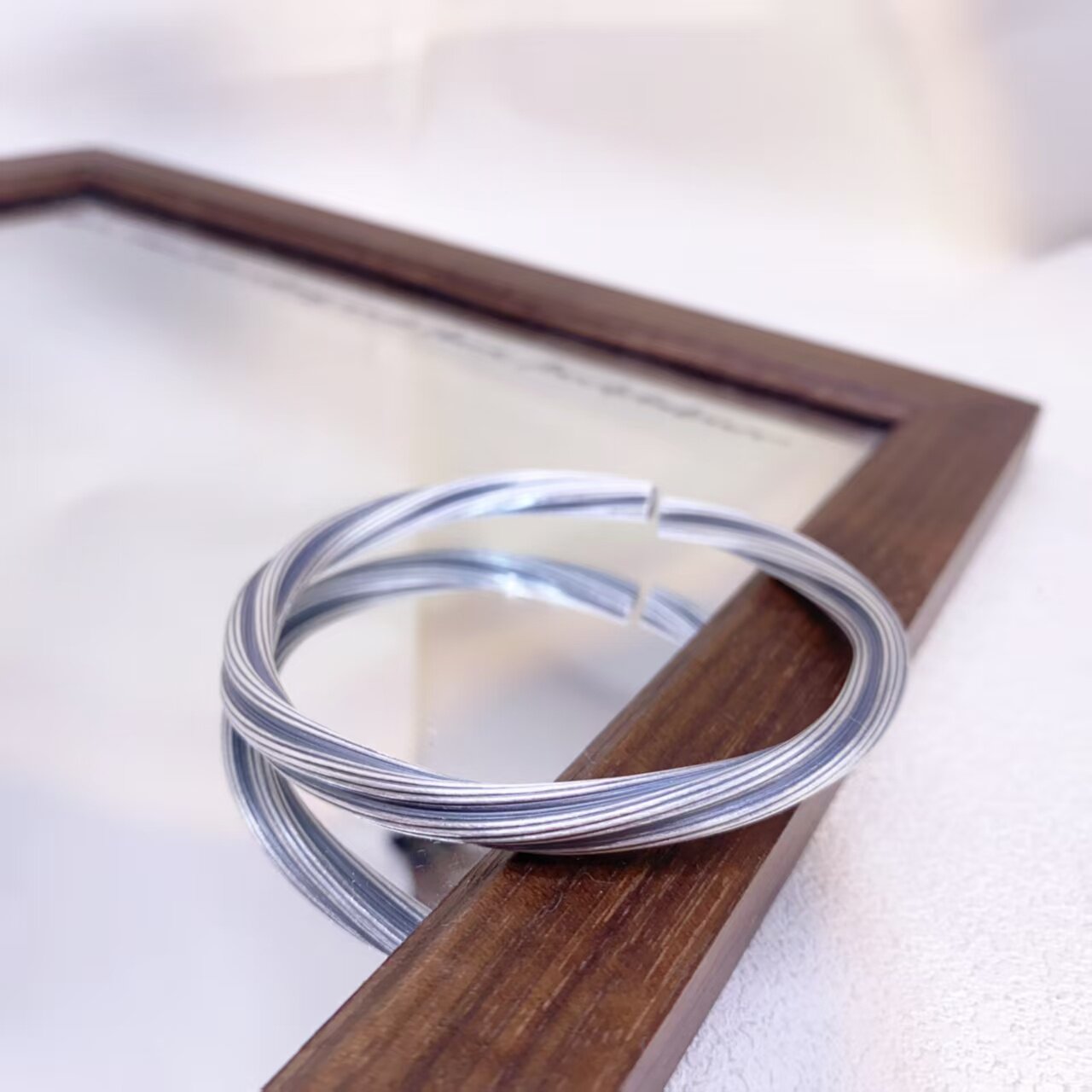 足银999妈妈款手镯纯银麻花做旧银手镯可调节银饰生日礼物送妈妈